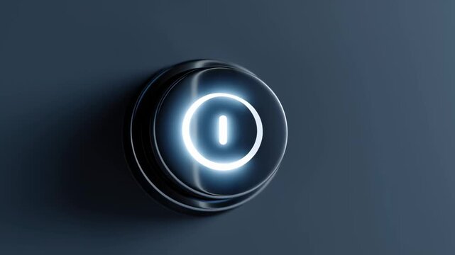 Power button glowing light on dark surface offers easy control for modern electronic devices sleek design technology concept