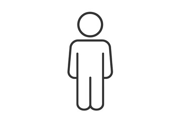 Fototapeta premium Minimalist Human Figure Icon Outline. Simple Line Art Person Silhouette. Blank Body Template. Vector Illustration for Infographics, User Profile, Avatar, Signage, Web, App, Transparent Background
