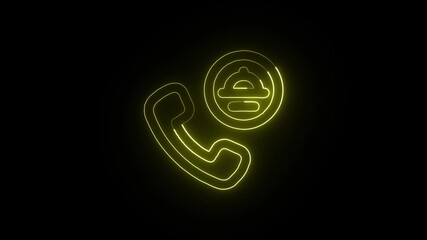 Room Service Call Animation with Glowing Lines on Black Background