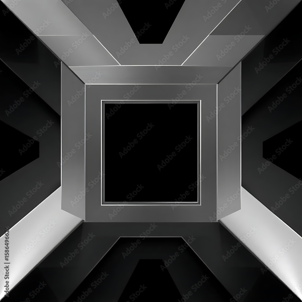 Poster a futuristic silver square frame with geometric patterns creates a modern and abstract background