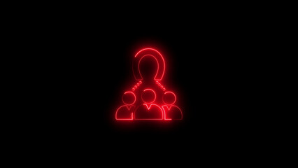 Red neon horseshoe magnet attracting three people icons