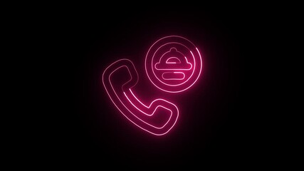 Room Service Call Animation with Glowing Lines on Black Background