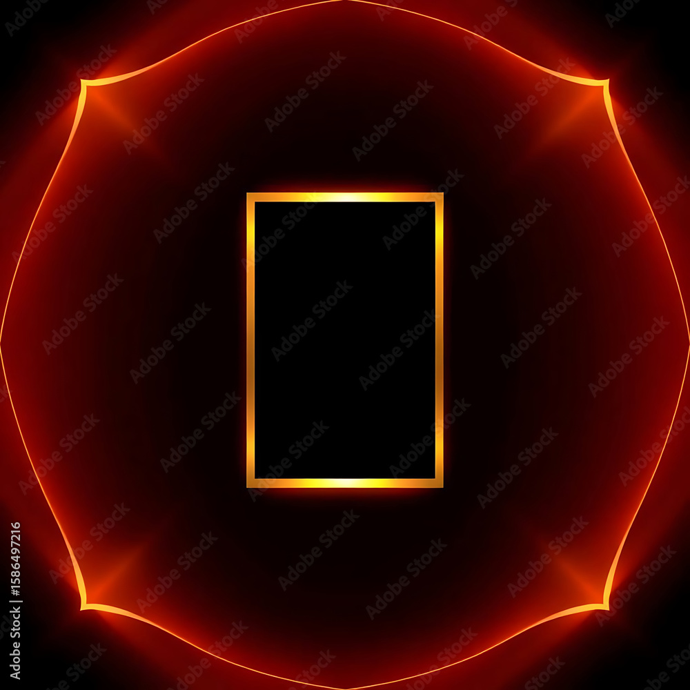 Poster a glowing golden frame radiates against a dark backdrop, creating a portal to another dimension