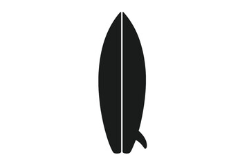 Surfboard Silhouette Icon, Black Surfboard Symbol, Minimalist Vector Illustration, Transparent Background, Modern Surfing Equipment, Simple Beach Sports Design, Isolated Graphic Element