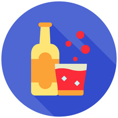 Rum Glass rounded flat color icon, mini illustration for relaxation, party, lifestyle, pubs and bars UI, UX kit, app and web development, digital or print.