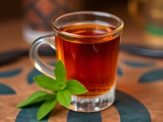Golden Tea with Mint Leaf