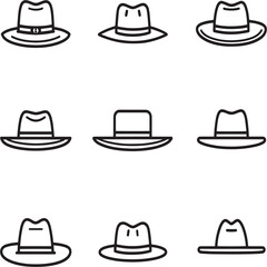 Stetson Hat Ultra Minimalist 2D Line Drawing