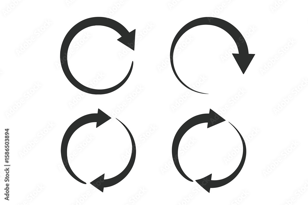 Poster curved arrow collection. set of circular arrows icon. refresh, reload, repeat, and cycle symbols. si