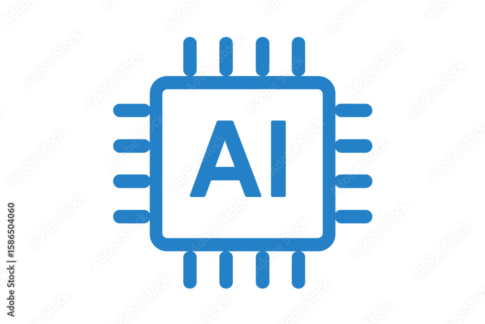 Poster artificial intelligence ai icon. cpu chip symbol. machine learning, deep learning concept. digital b