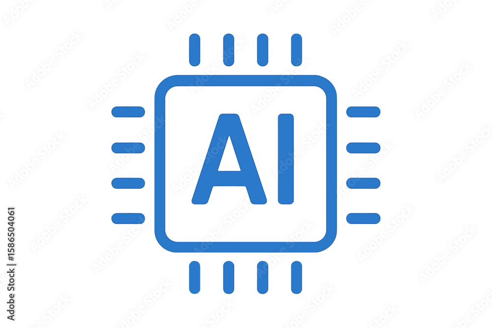 Poster artificial intelligence ai icon. technology chip symbol. digital brain processor or cpu. machine lea