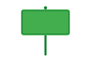Blank green road sign with space for text. Vector illustration of an empty information board or traffic direction signpost. Template isolated on transparent background.