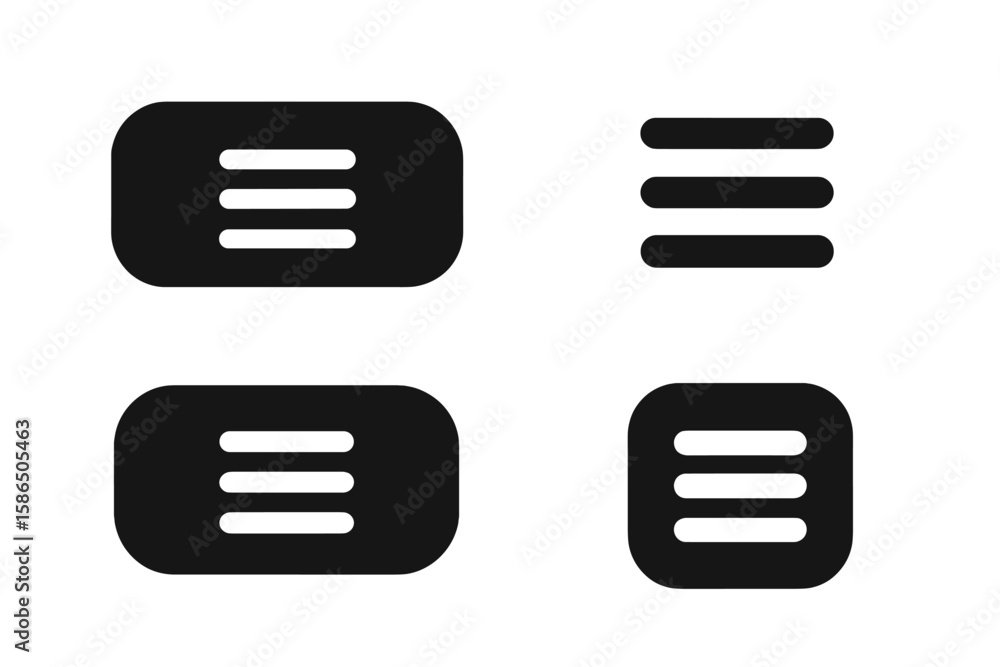 Aufkleber hamburger menu icons set. collection of modern black navigation buttons for web and mobile app. ui, 