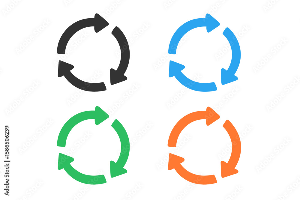 Poster circular arrows icon set. recycle, refresh, reload symbol. loop, repeat, rotation concept. vector fl