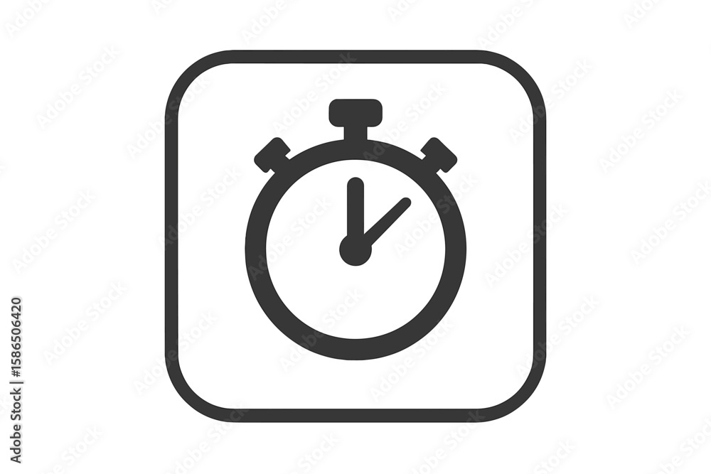 Poster minimalist stopwatch icon for apps and web interfaces, modern vector symbol, timer button graphic, t