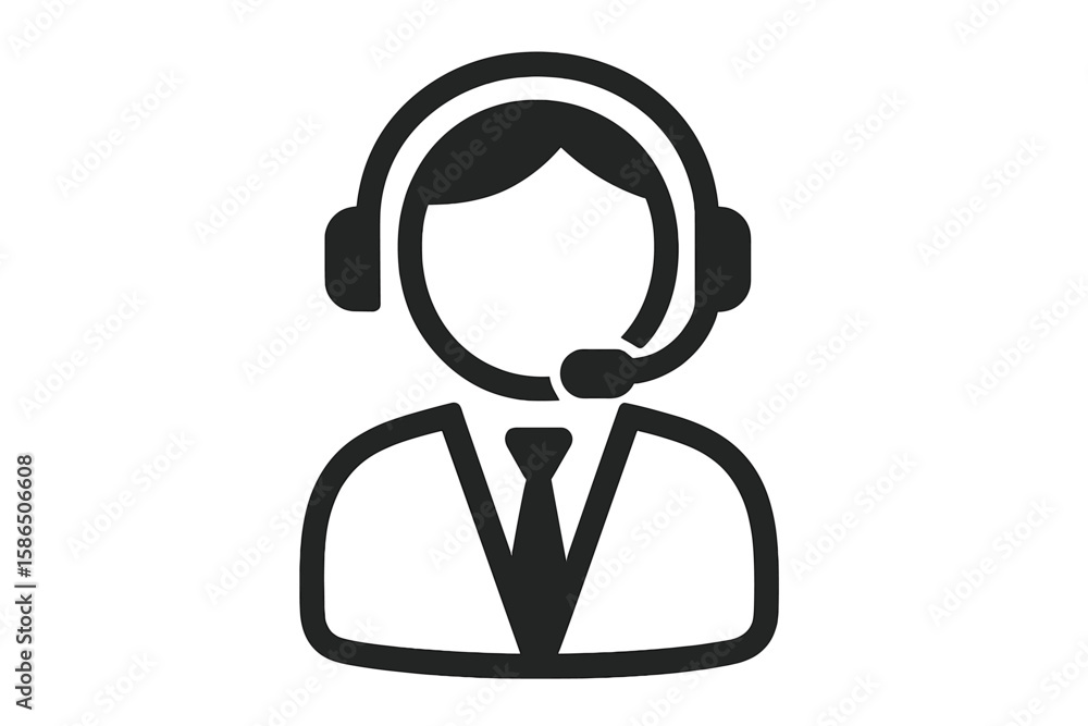 Aufkleber customer support representative icon. tech support agent with headset. call center operator. online 