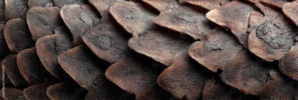 Poster intricate details of pangolin scales showcasing unique texture and structure in a close-up view duri