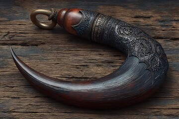 Decorative antique sickle with dual blades high resolution picture