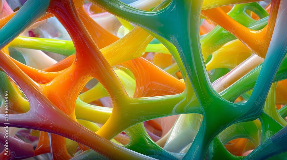 Aufkleber vibrant interconnected network of glossy colorful tubes creating an abstract and three-dimensional i