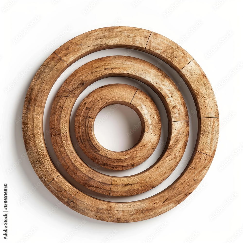 Poster three concentric wooden rings, crafted with visible segments, create a captivating visual pattern ag