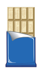White chocolate bar with open red wrapper. Isolated on transparent background-01.eps