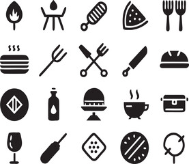 Summer BBQ Icons Grill, Food, and Party Essentials