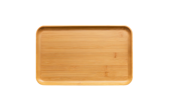 a bamboo tray with a handle on a white background