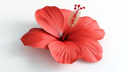 Obraz premium Vibrant coral hibiscus flower, studio shot