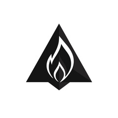 Fototapeta premium Stylized flame icon inside a black triangle, vector icon 