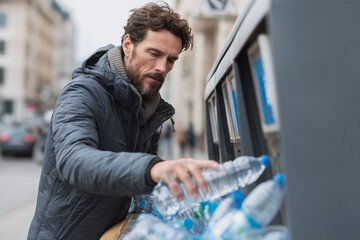 A man is filling up a water bottle at a water fountain