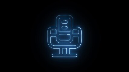 Podcast Icon Animation with Glowing Lines on Black Background