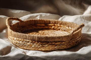 Earthy sabai basket tray with handmade charm high resolution picture