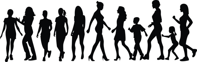 Large Collection of Female Silhouette Poses, Fashion, Dance, and Lifestyle Vector Set