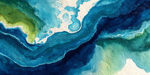 Abstract watercolor paint background by teal color blue and green with liquid fluid texture for background, banner