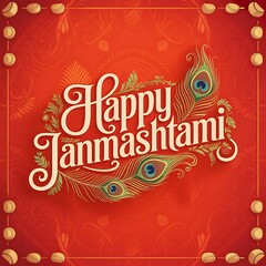 Happy Janmashtami Greeting Card Design