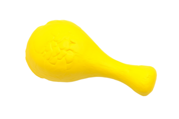 Plastic chicken leg, pet toy, isolated on a white background