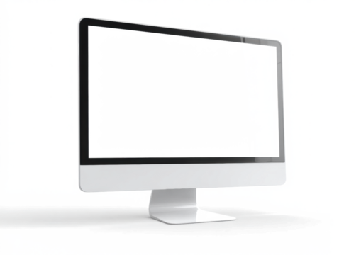 Modern Computer Monitor with Blank Screen, Isolated on Transparent Background