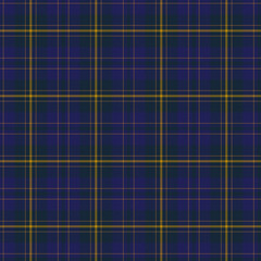 Blue Gray, Dark Blue, Hunting Brown, Medium Yellow Tartan Weave Pattern - Tile