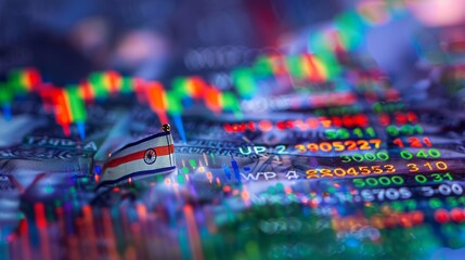 Obraz premium Symbolizing india s investment growth the indian flag over a stock market chart