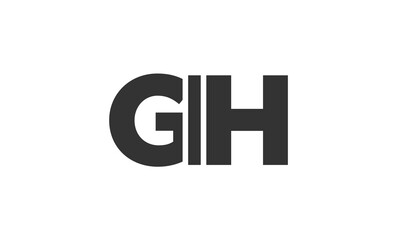GIH logo design template with strong and modern bold text. Initial based vector logotype featuring simple and minimal typography. Trendy company identity.