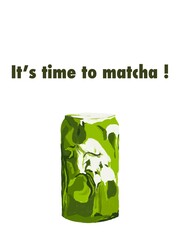 Matcha Can Illustration – Minimal Green Drink Art