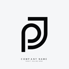 Letter Pj or Jp minimal creative typography unique logo