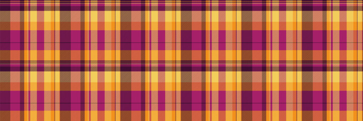 Vibrant autumnal plaid pattern in warm oranges and deep purples. Perfect for fallthemed designs, textile prints, website backgrounds, or packaging.