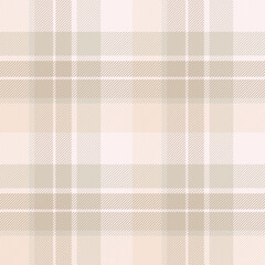 Subtle neutral plaid pattern in soft beige and taupe tones.  Perfect for backgrounds, textiles, or packaging design, evoking feelings of calm and sophistication.