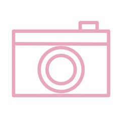 シンプルなピンク色のカメラのアイコン　イラスト　素材