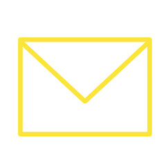 シンプルな黄色のメールのイラスト　手紙　封筒　アイコン　素材