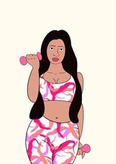 Modern flat-style illustration of a fit young woman in sportswear