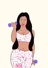 Modern flat-style illustration of a fit young woman in sportswear