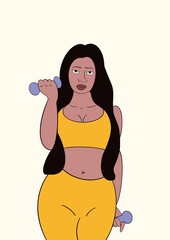 Modern flat-style illustration of a fit young woman in sportswear