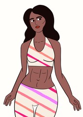 Modern flat-style illustration of a fit young woman in sportswear