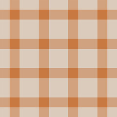 Cosy fabric texture pattern, apparel seamless plaid vector. Ceremony textile tartan background check in orange and light colors.